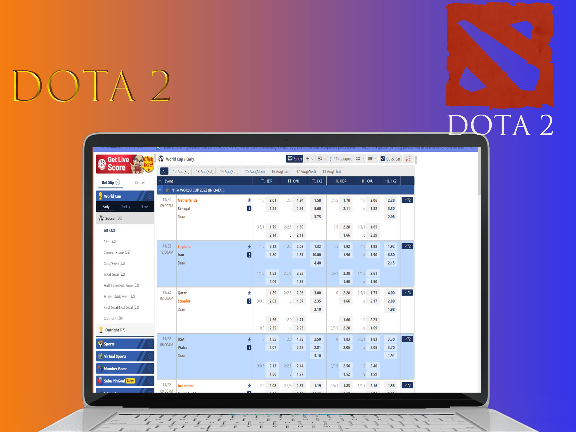 Place bets on Dota 2 if you like ths game.