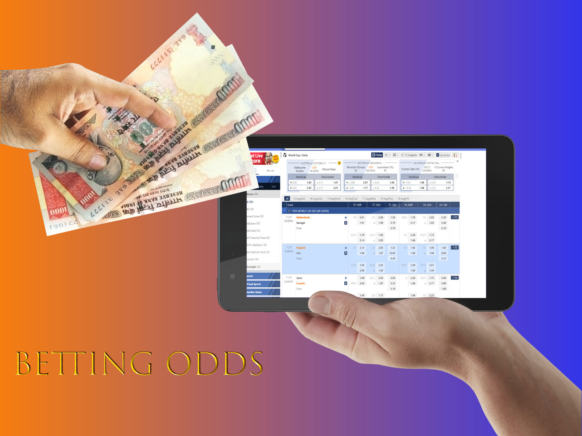ICCWIN offers profitable odds on different sports events.