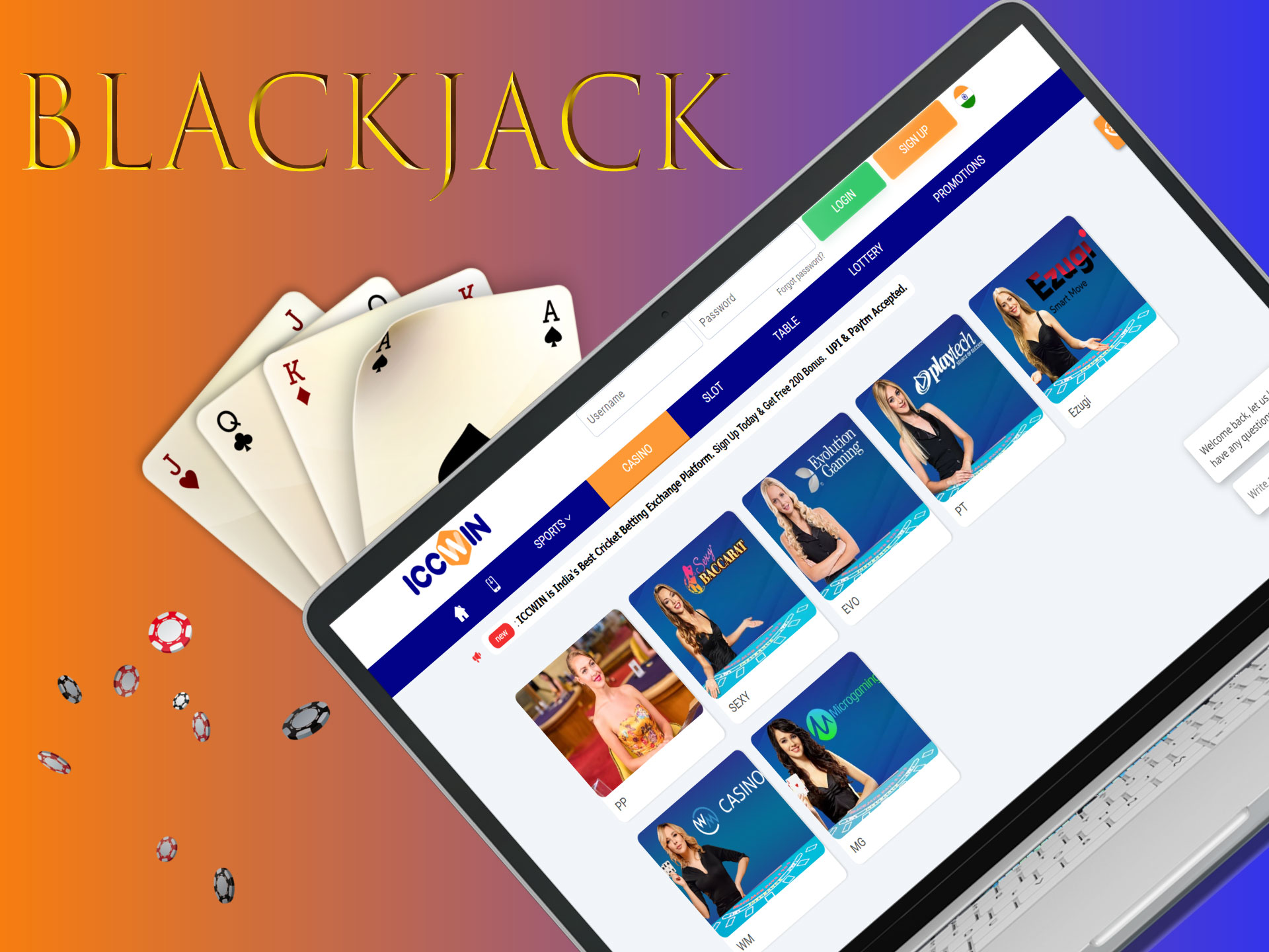 Gather 21 points and win blackjack game.