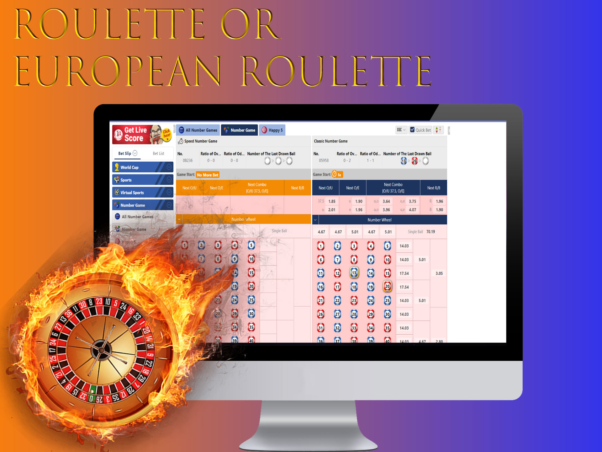 Play roulette and european roulette game in the ICCWIN casino.