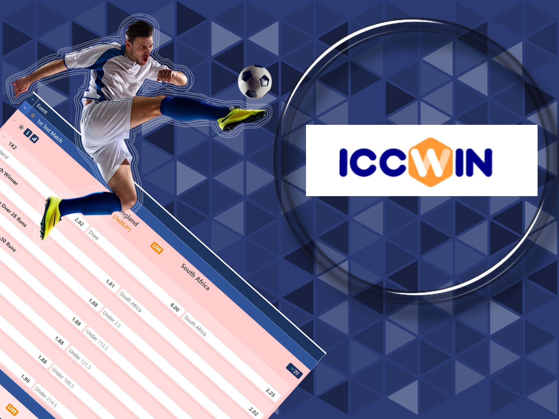 You can place single and express bets in the ICCWIN app.