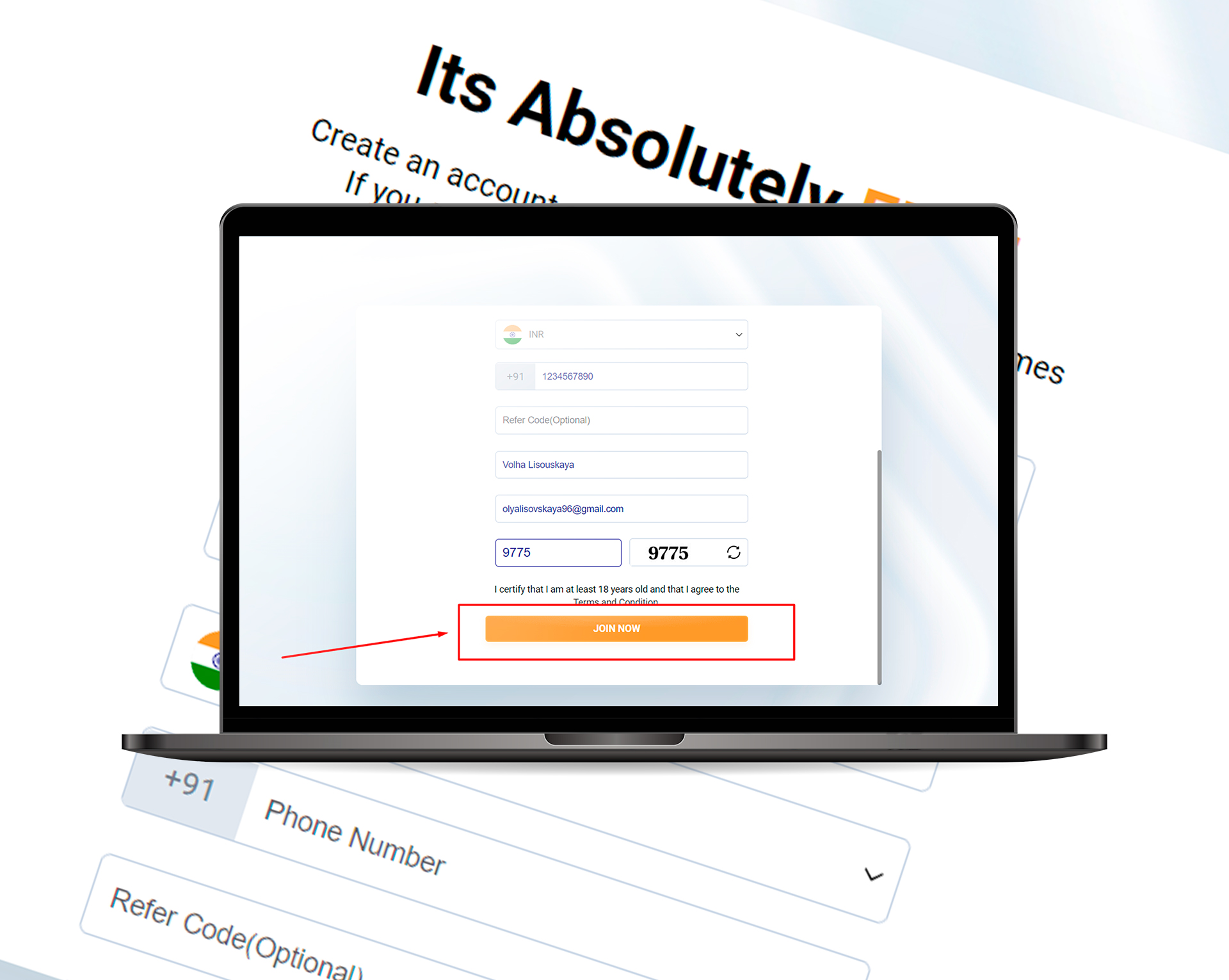 Finish the registration by clicking on the 'Join Now' button.